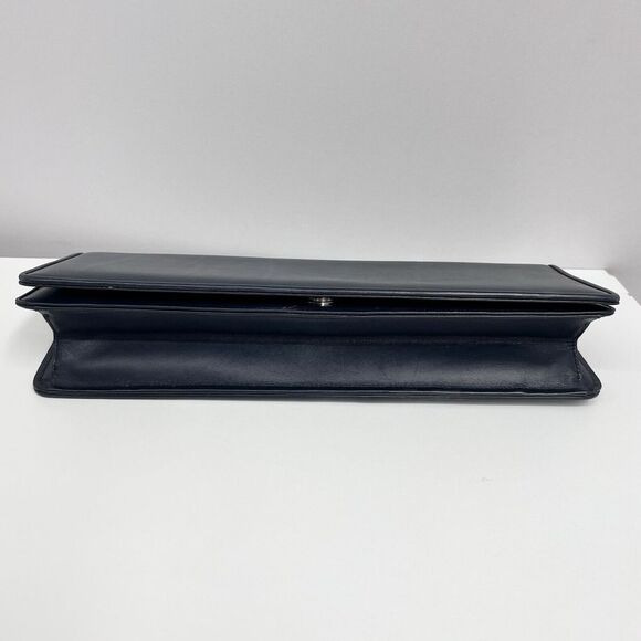 Vintage Salvatore Ferragamo Leather‎ Shoulder Bag or Clutch Navy Blue Rectangle - Picture 8 of 15